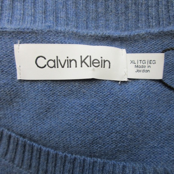 Calvin Klein CK Men Wool Blend Sweater XL Blue Knit Crewneck Pullover Casual 416 - Picture 2 of 11